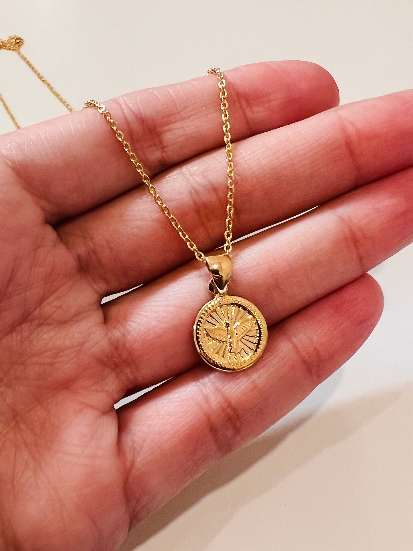 Gold Filled Holy Spirit Necklace | 12mm Pendant | 16–18 Inch