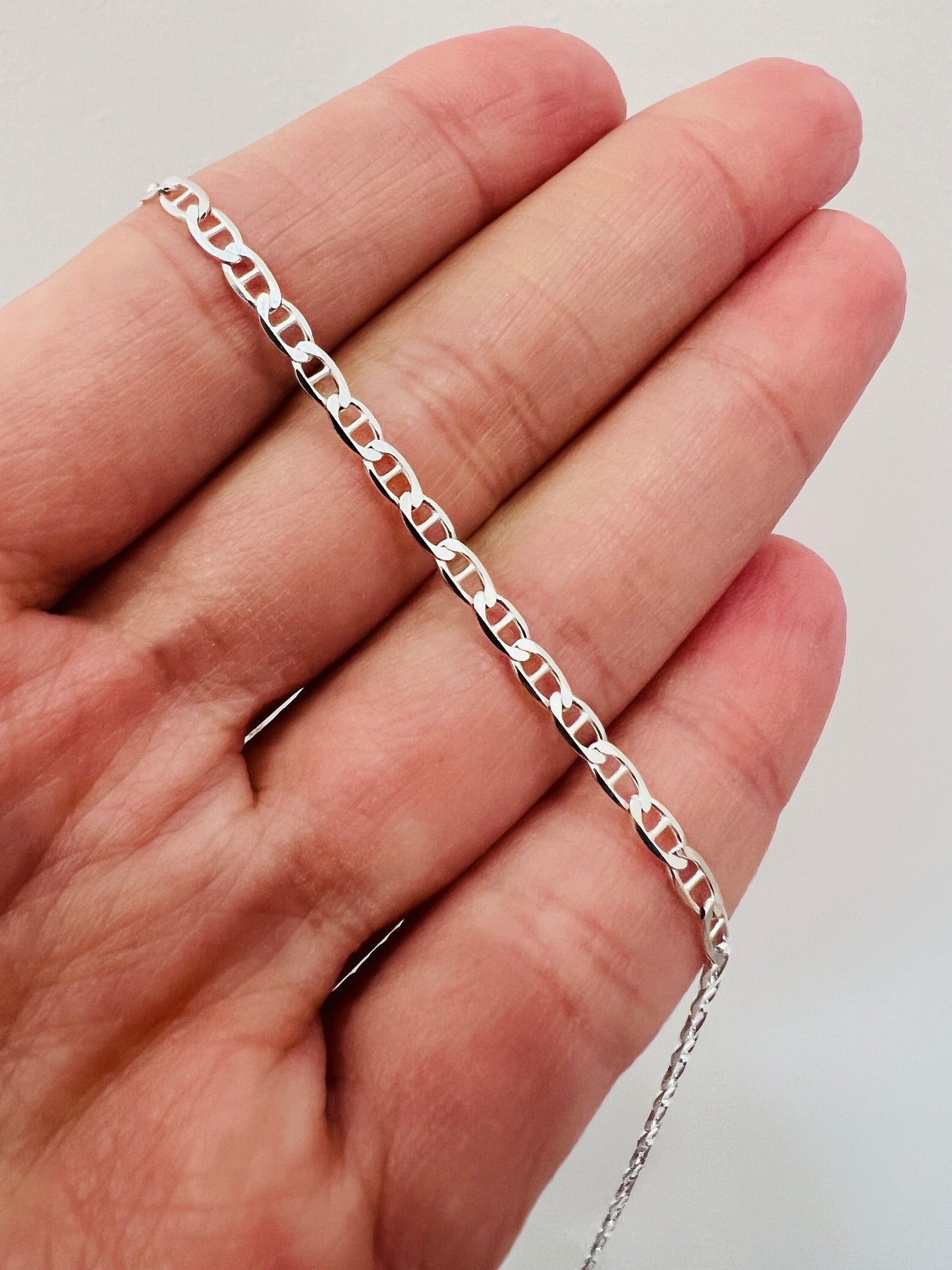 Sterling Silver Mariner Link Chain, Mariner Link Necklace, Silver Mariner Chain, Men's Chain, Women's Necklace, Silver Chain for Pendant,925