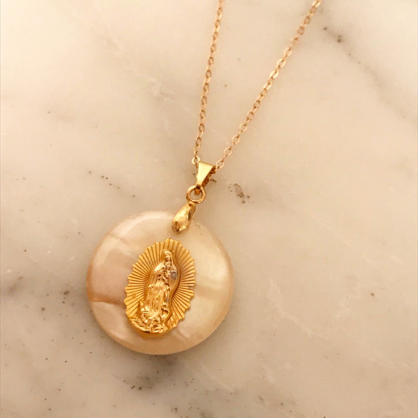 Our Lady of Guadalupe Necklace | 25mm Gold Filled Catholic Pendant by HAUS OF MONOGRAM
