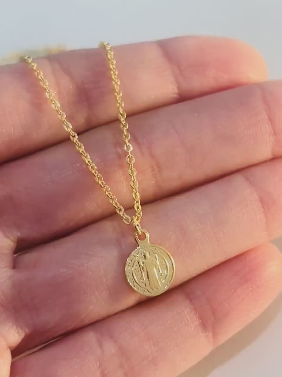 Saint Benedict Charm Necklace,Gold Filled Necklace, Delicate Necklace, Everyday Necklace, Dainty Necklace, Gold Necklace, Layered Necklace,