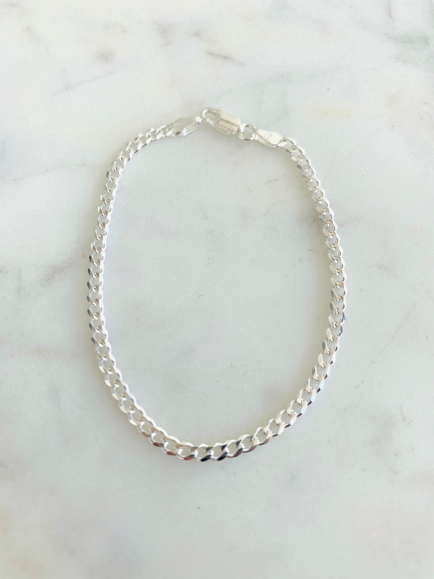 925 Sterling Silver Bracelets, Sterling Silver 3mm Curb Bracelet | Classic Everyday Essential by HAUS OF MONOGRAM