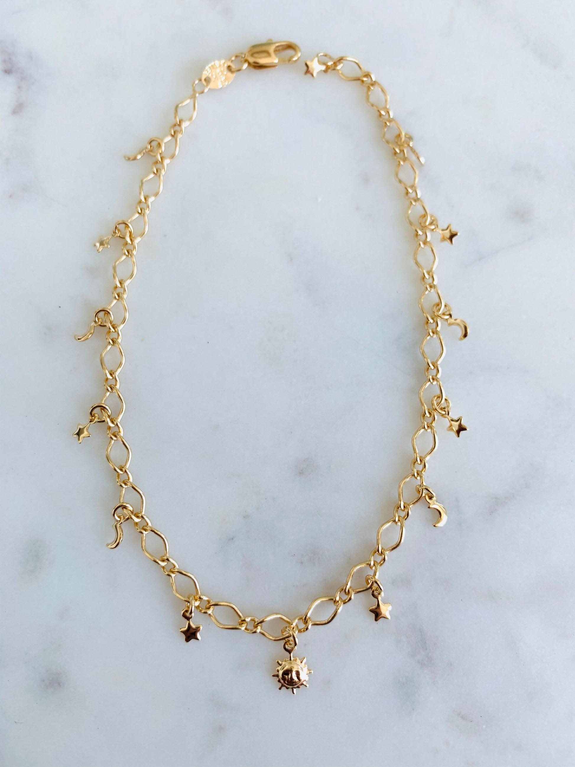 18kt Gold Filled Anklet, Multi Charm Anklet, Chain Anklet, Gold Ankle Bracelet, Dainty Chain Anklet, Chain Ankle Bracelet, Gold Anklet,