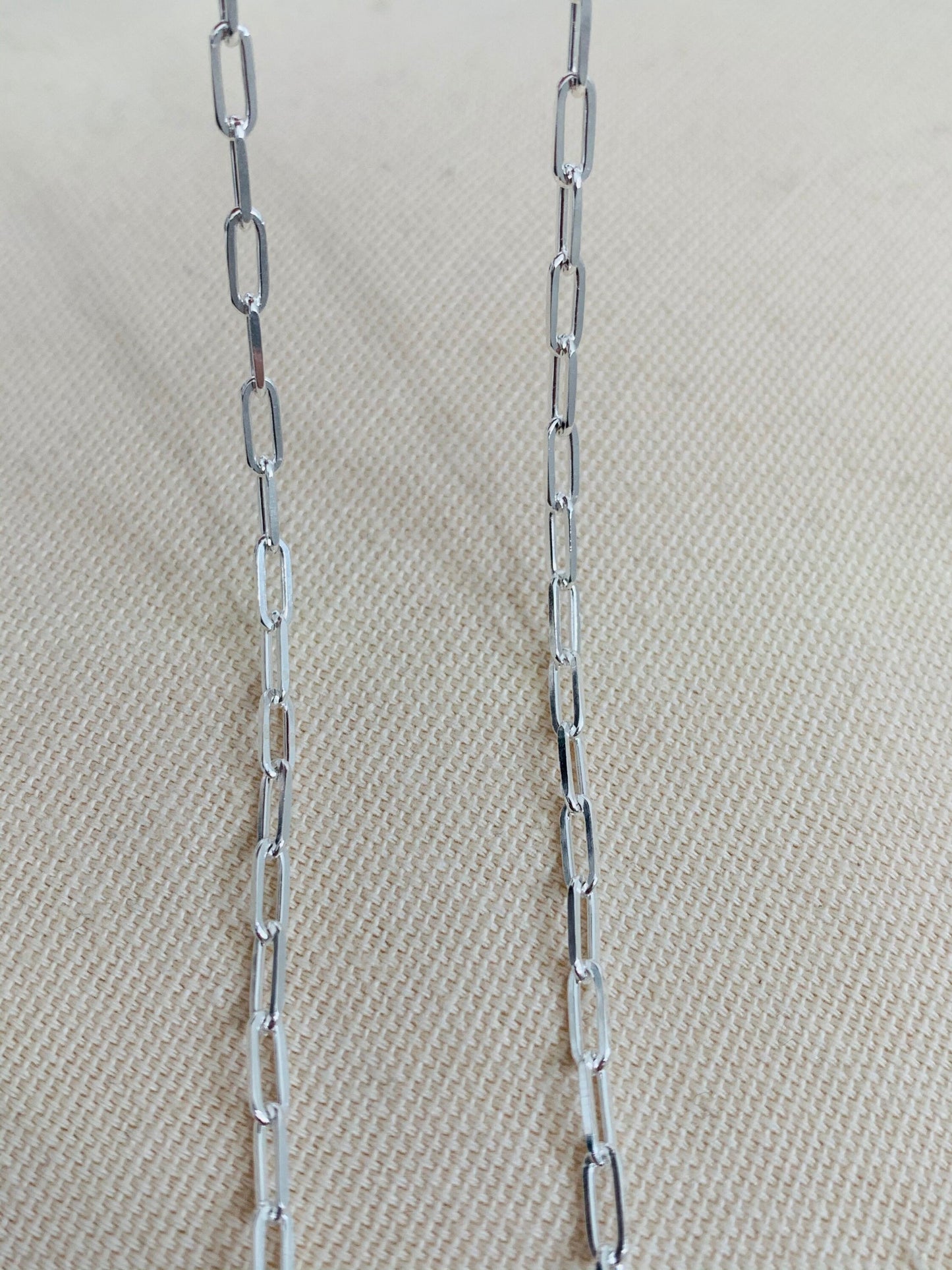 Women's Chain, Paper Link Chain, Sterling Silver Necklace, Women's Jewelry, Women's Necklace, Gift for her, Jewelry for Women,Rectangle Link