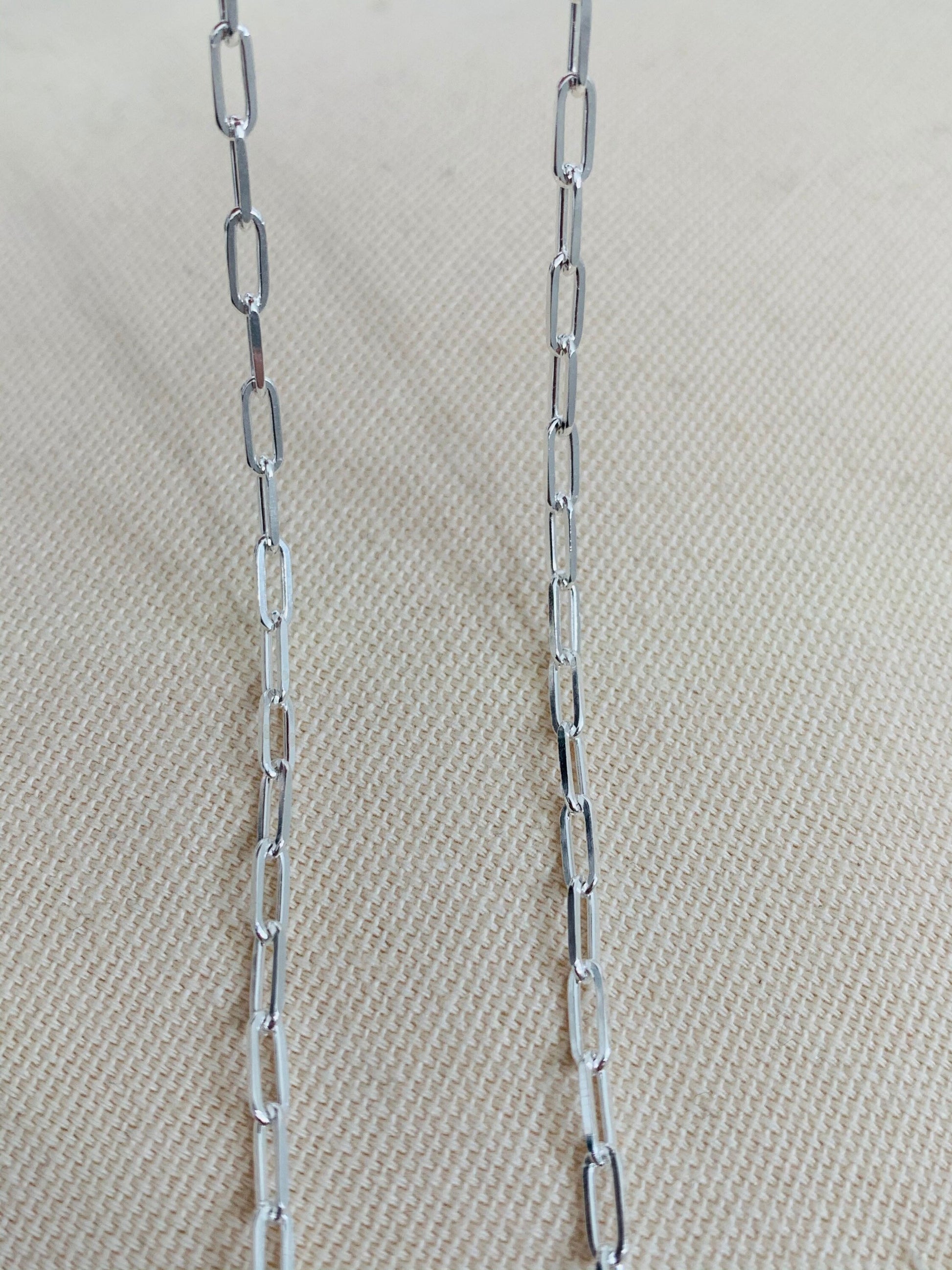 Women's Chain, Paper Link Chain, Sterling Silver Necklace, Women's Jewelry, Women's Necklace, Gift for her, Jewelry for Women,Rectangle Link