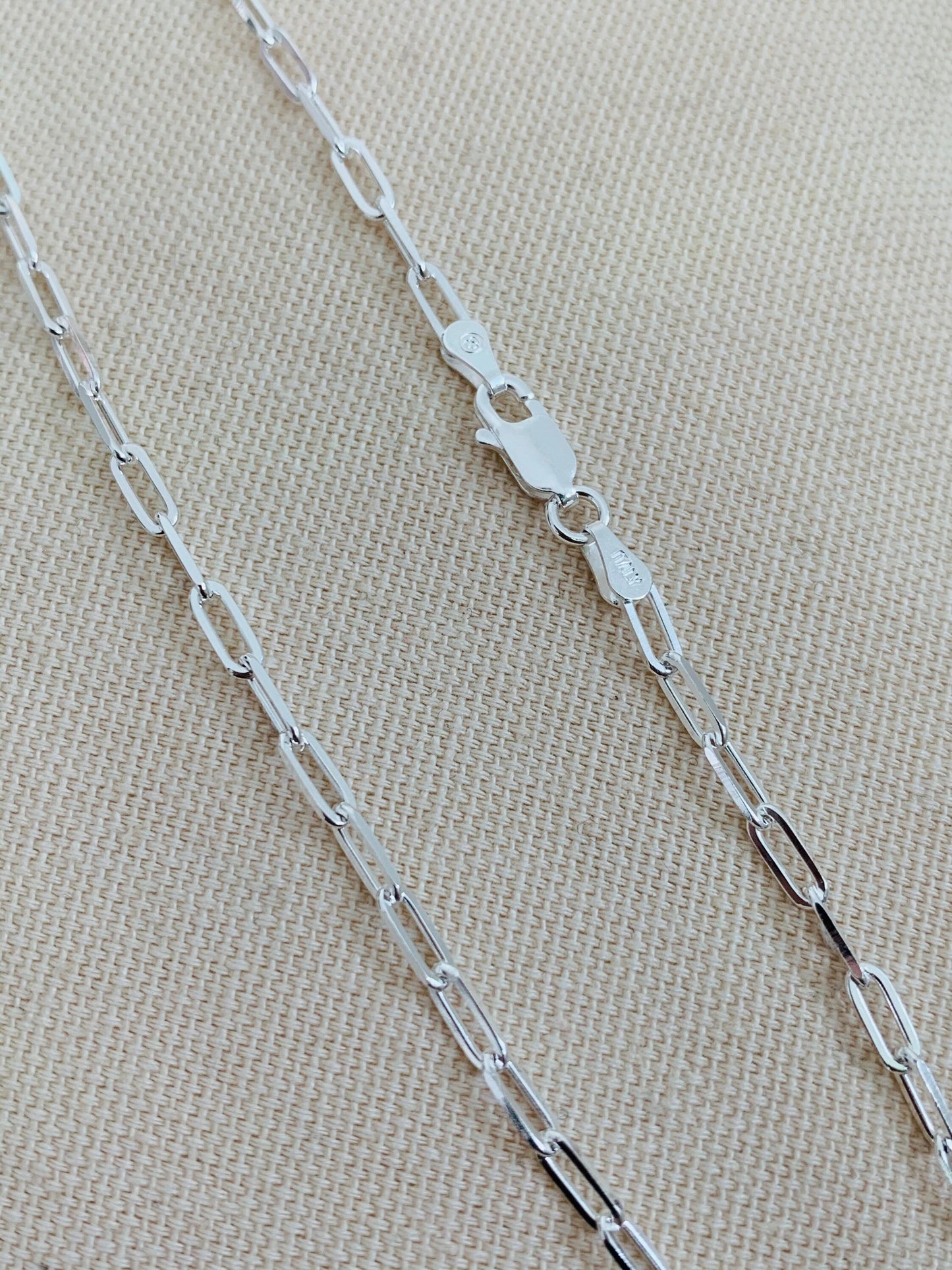 Women's Chain, Paper Link Chain, Sterling Silver Necklace, Women's Jewelry, Women's Necklace, Gift for her, Jewelry for Women,Rectangle Link