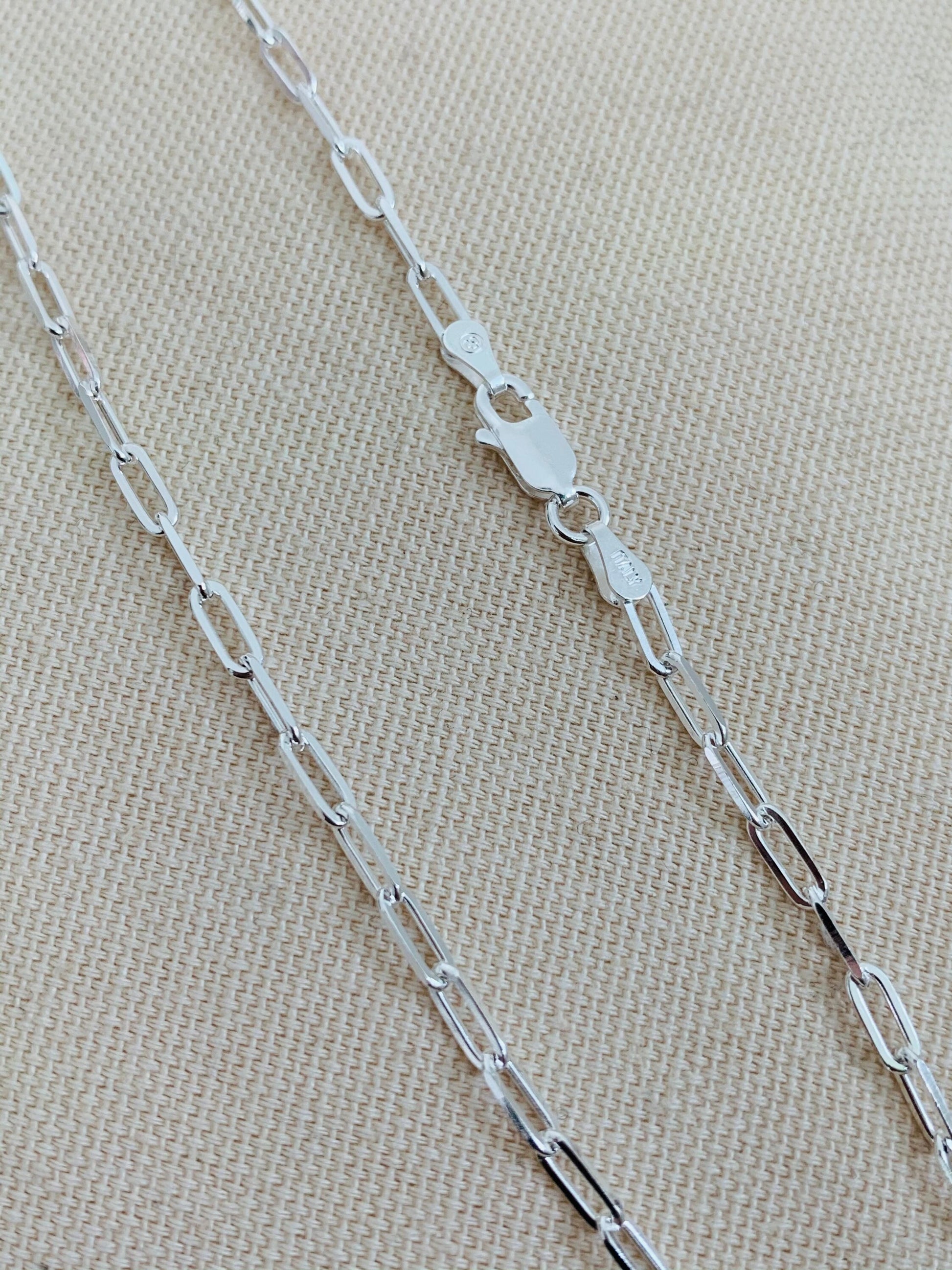 Women's Chain, Paper Link Chain, Sterling Silver Necklace, Women's Jewelry, Women's Necklace, Gift for her, Jewelry for Women,Rectangle Link