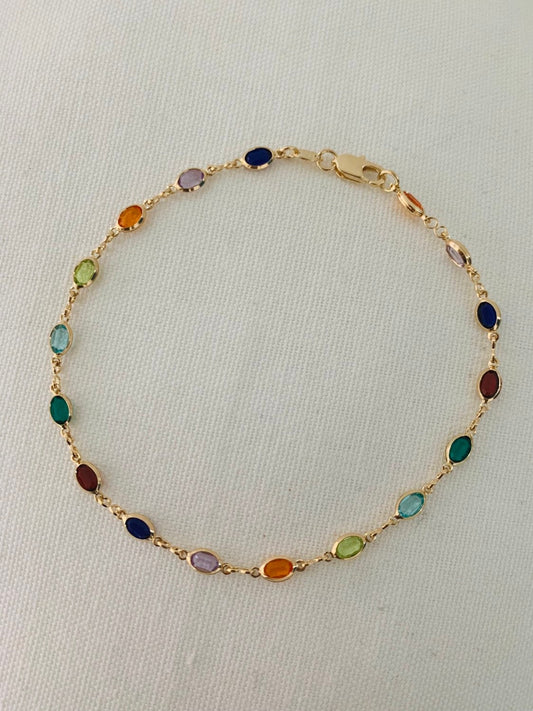 Gold Filled Gemstone Chain Anklet, Gold Layering Anklet, Gold Chain Anklet, Gemstone Anklet 18kt, Dainty Chain Bracelet, Anklets,Gold Anklet