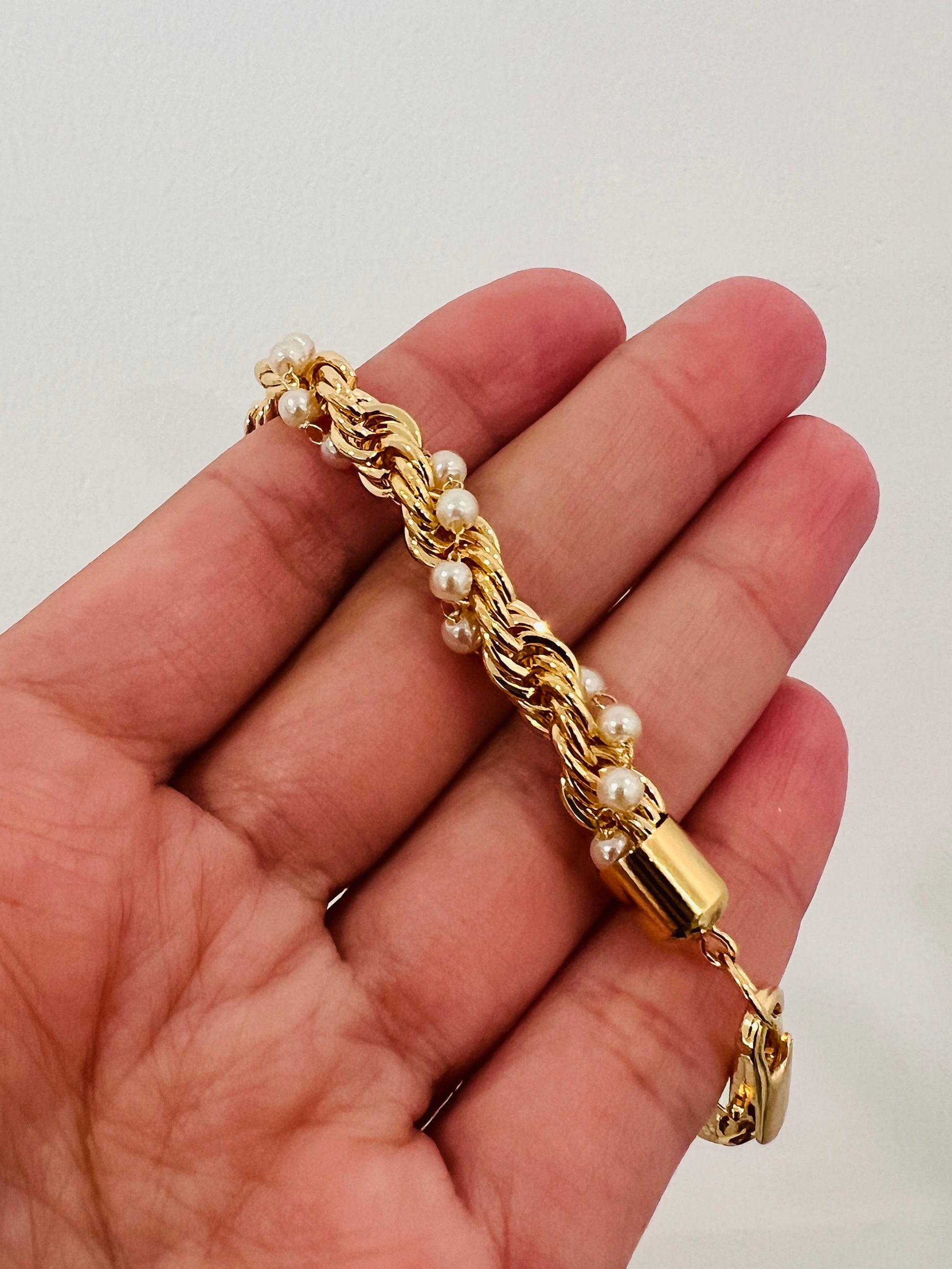 Gold Filled Pearl Bracelet, Pearl Bracelet, Bracelet, Pearl Bracelets, Chunky Chain Bracelet, Layering Bracelet, Statement Bracelet