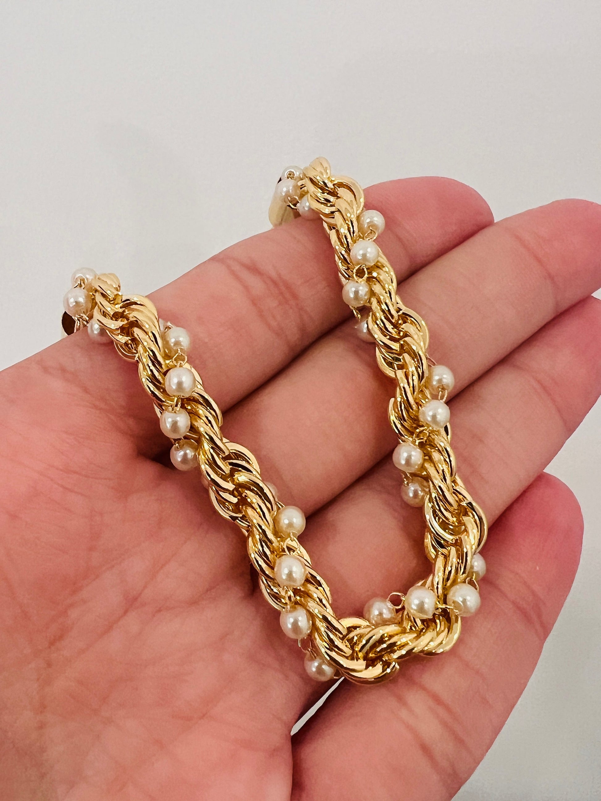 Gold Filled Pearl Bracelet, Pearl Bracelet, Bracelet, Pearl Bracelets, Chunky Chain Bracelet, Layering Bracelet, Statement Bracelet