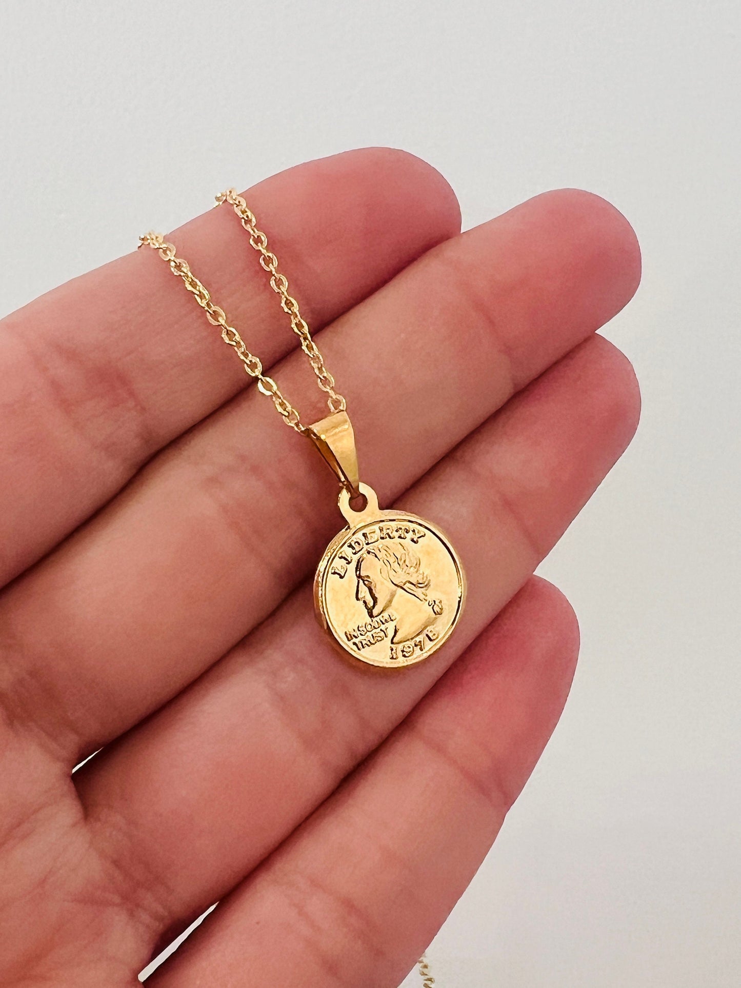 Coin Necklace, Charm Necklace, Layering Necklace, Gold filled Necklace, Liberty Coin Charm Necklace, Gold Charm Necklace, Dainty Chain