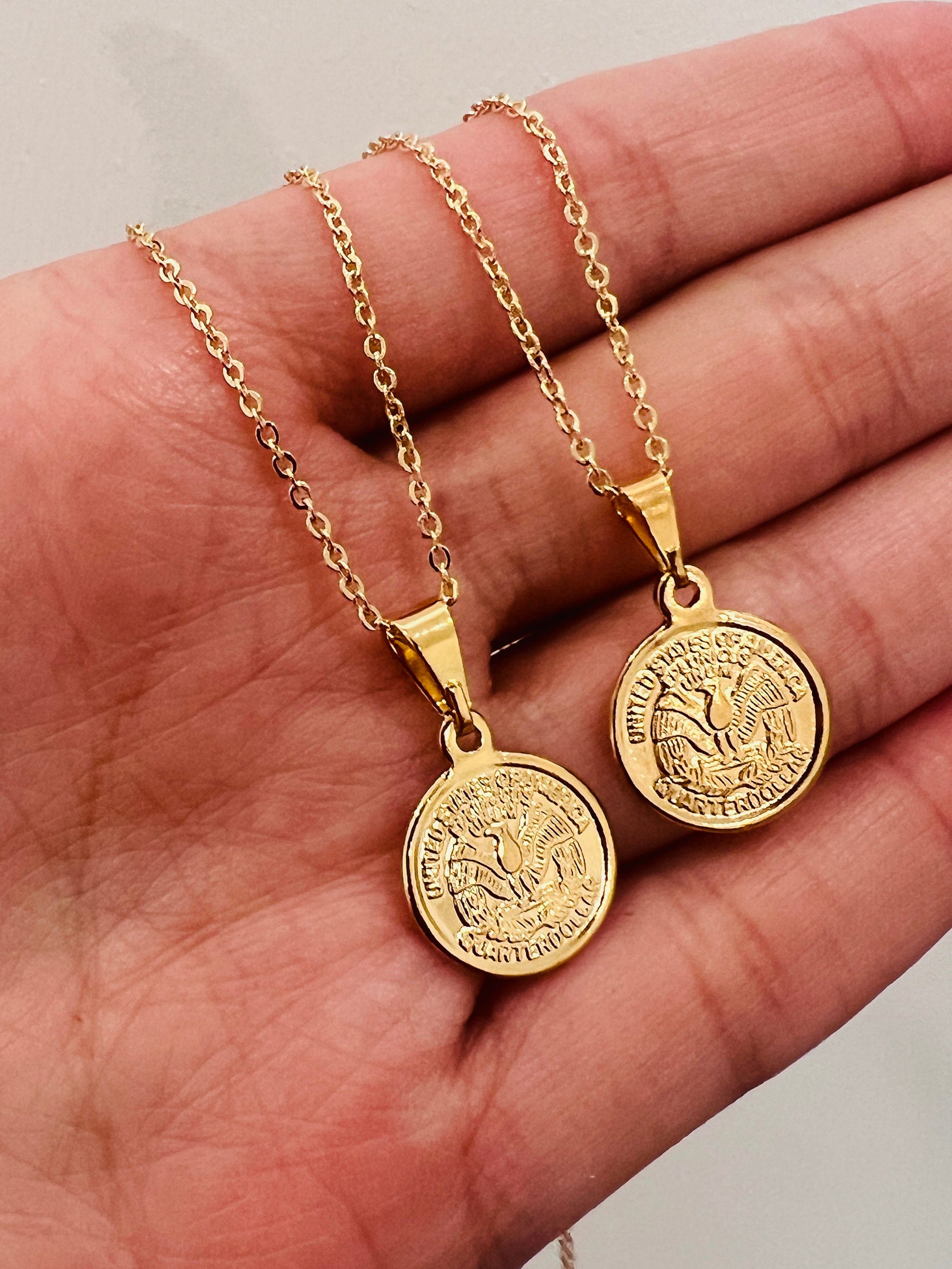 Coin Necklace, Charm Necklace, Layering Necklace, Gold filled Necklace, Liberty Coin Charm Necklace, Gold Charm Necklace, Dainty Chain