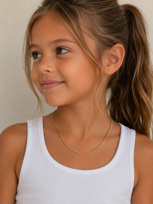 18KT Gold Filled Necklaces, Gold Filled 2mm Curb Chain | Unisex Chain by HAUS OF MONOGRAM