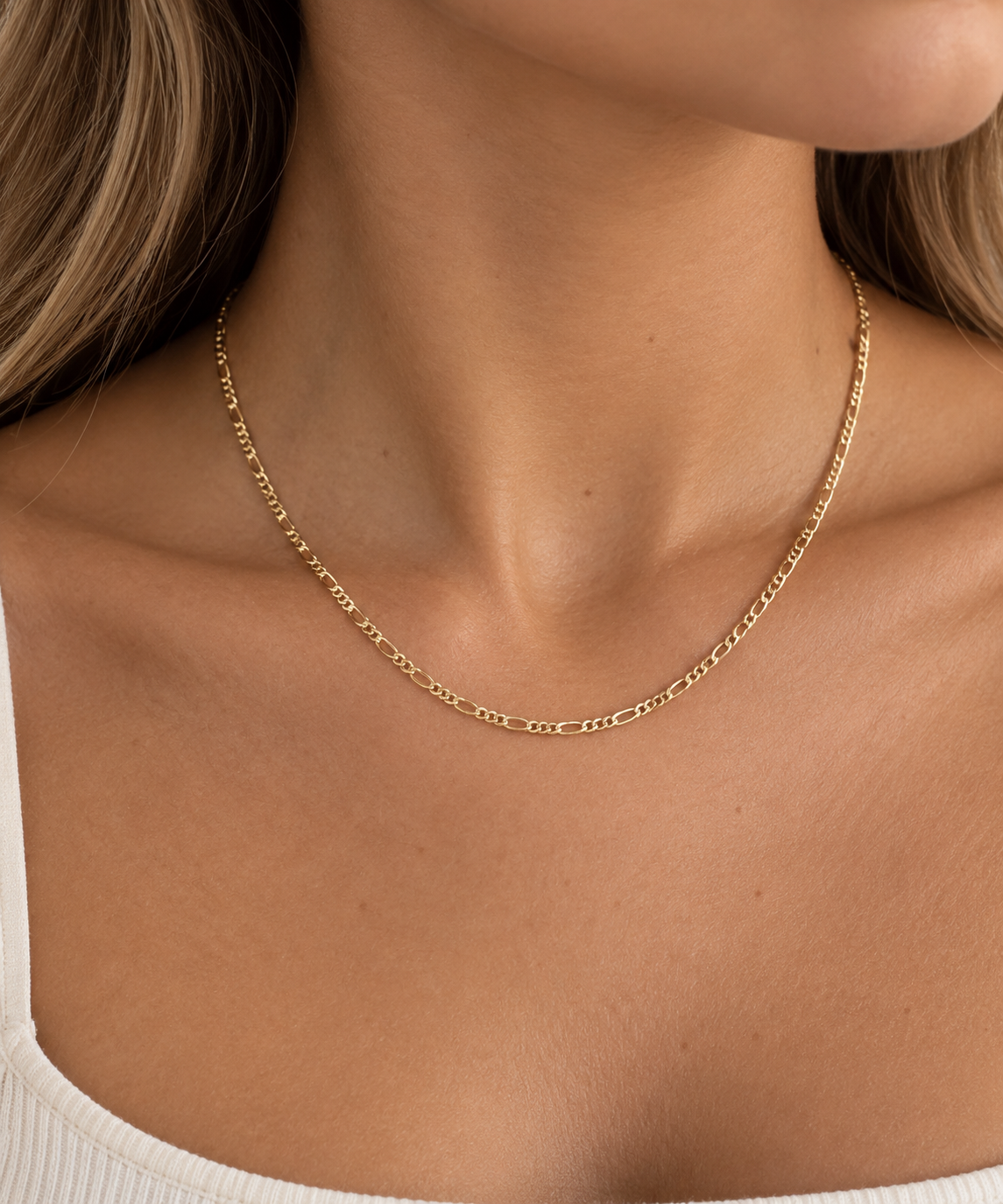 Gold Filled Figaro Necklace | 2.5mm Chain Everyday