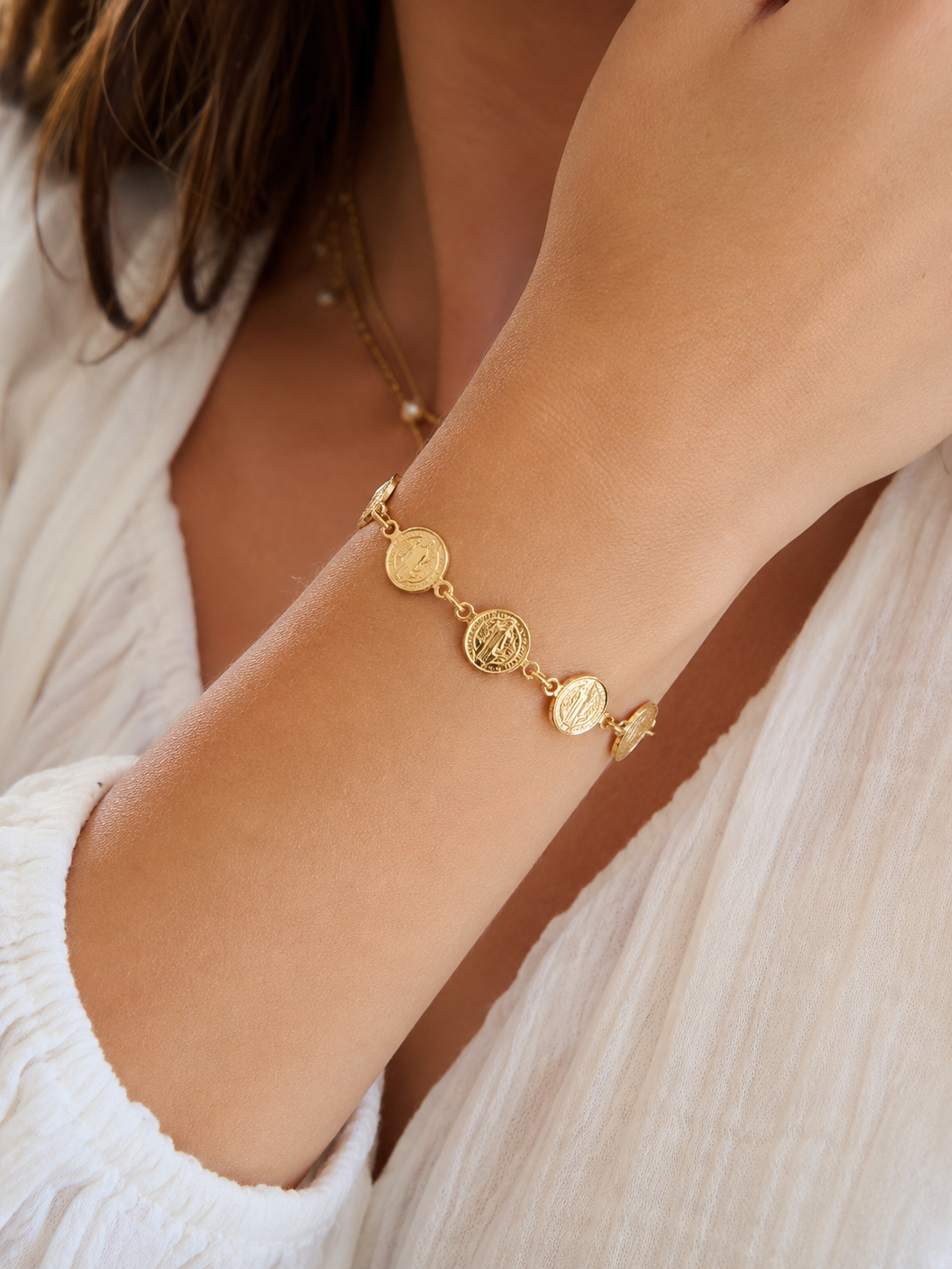 Gold Filled Saint Benedict Charm Bracelet | Spiritual Protection Jewelry (Copy)