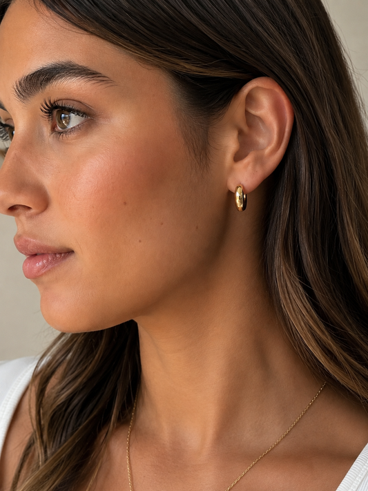 Gold Filled 12mm Mini Hoops | Small 18kt Waterproof Earrings