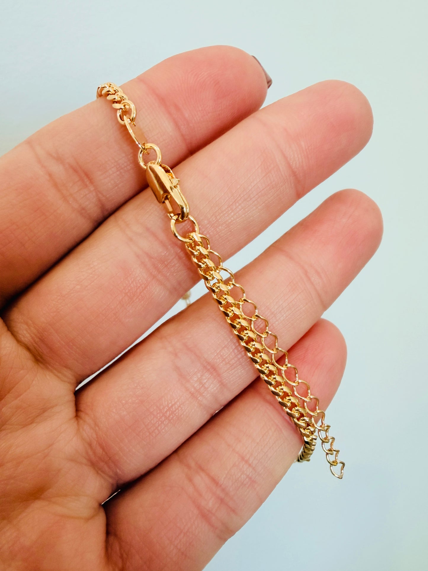 Gold Filled CZ & Pearl Curb Bracelet | 7.25” + 2” Extender