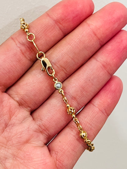 18KT Gold Filled Bracelets, Gold Filled 3mm Beaded Bracelet | Classic Stacking Piece, 7" by HAUS OF MONOGRAM