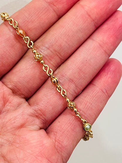 18KT Gold Filled Bracelets, Gold Filled 3mm Beaded Bracelet | Classic Stacking Piece, 7" by HAUS OF MONOGRAM