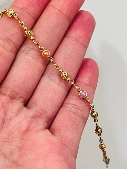 18KT Gold Filled Bracelets, Gold Filled 3mm Beaded Bracelet | Classic Stacking Piece, 7" by HAUS OF MONOGRAM