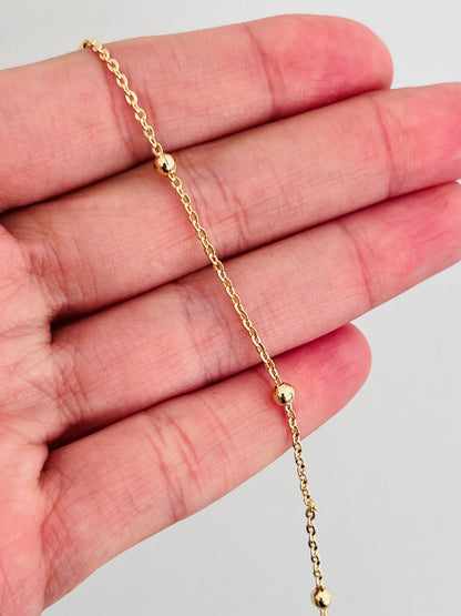 18KT Gold Filled Bracelets, Gold Filled Cable Ball Bracelet | Dainty 1mm, Multiple Sizes by HAUS OF MONOGRAM