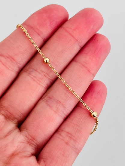 18KT Gold Filled Bracelets, Gold Filled Cable Ball Bracelet | Dainty 1mm, Multiple Sizes by HAUS OF MONOGRAM