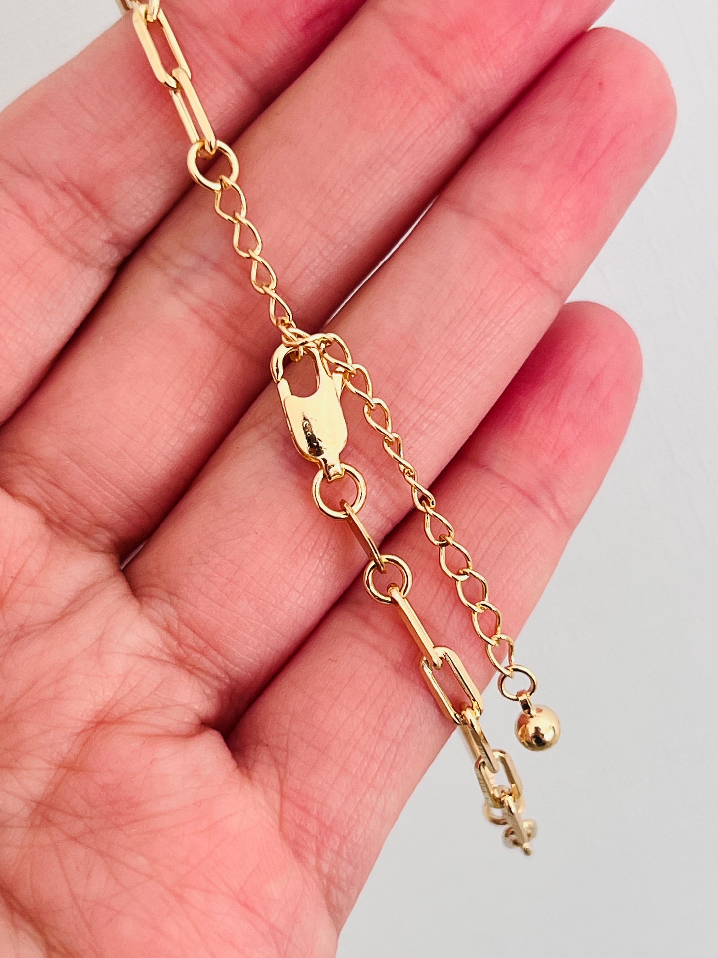 Gold Filled CZ Paperclip Bracelet | 7” + 2” Extender