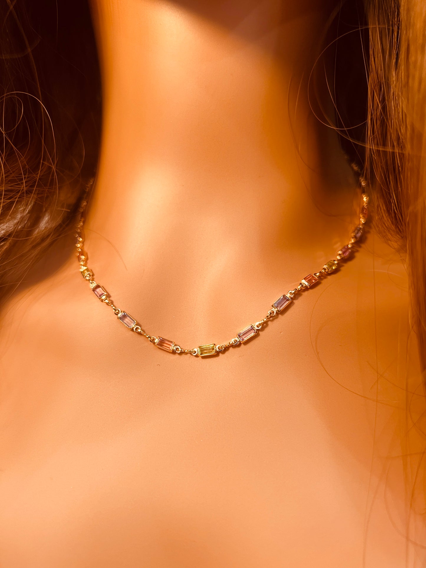 Gold Filled Gemstone Necklace | 18kt Dainty Colorful Choker