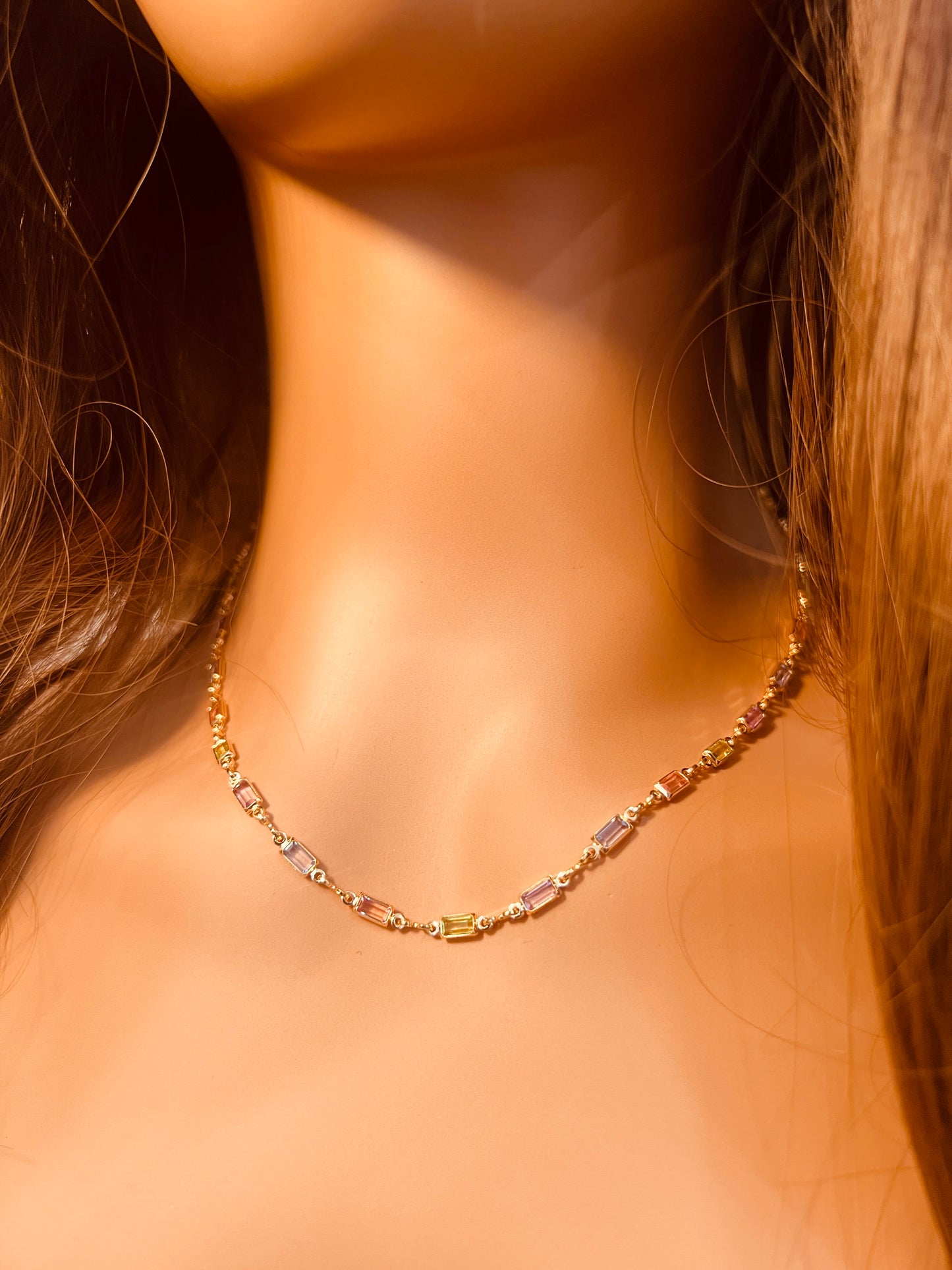 Gold Filled Gemstone Necklace | 18kt Dainty Colorful Choker