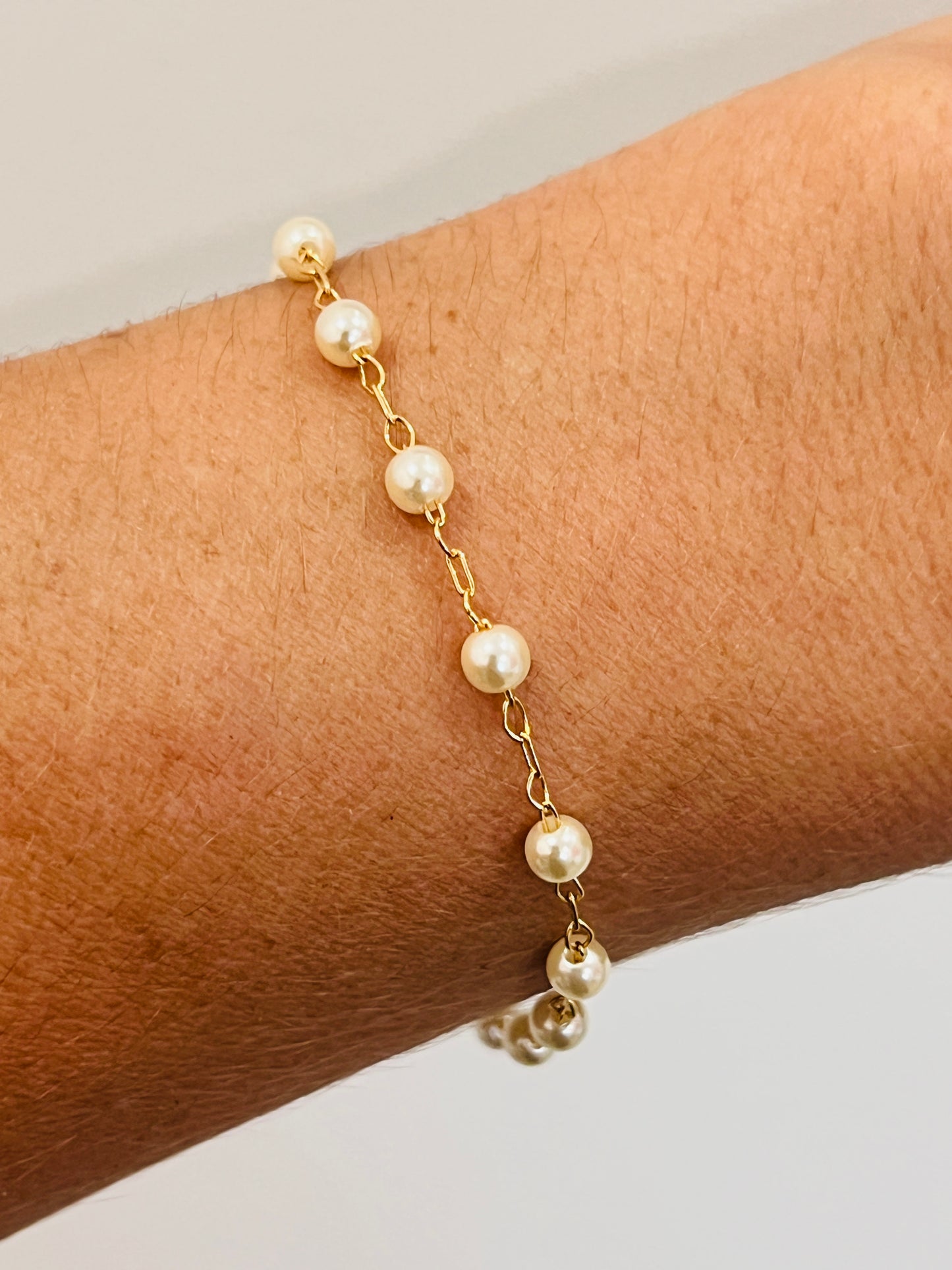 Gold Filled Pearl Bracelet | 7.5" | Elegant Layering Piece