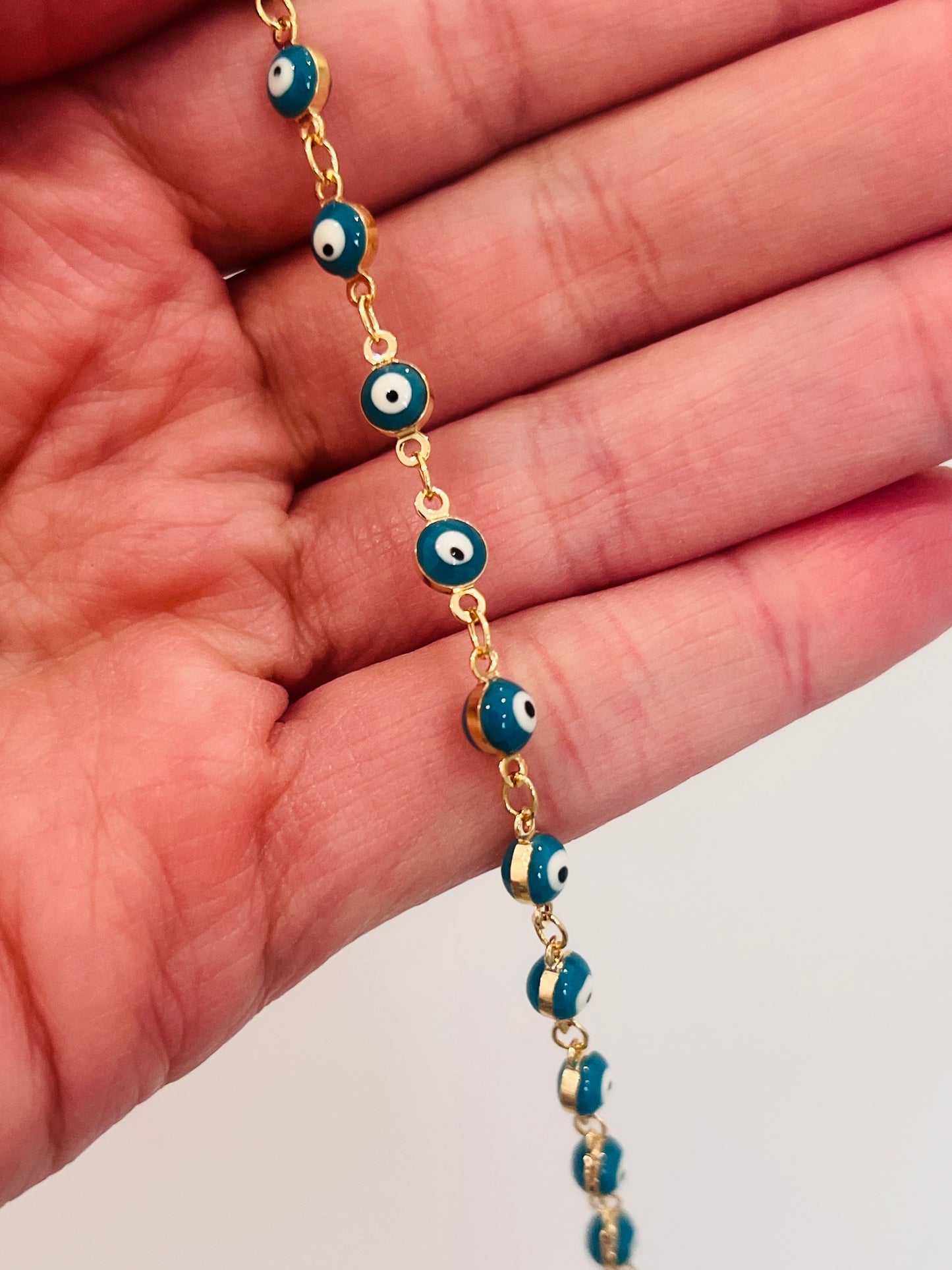 Gold Filled Evil Eye Bracelet | Dainty Protection | 7.5 Inch Fit
