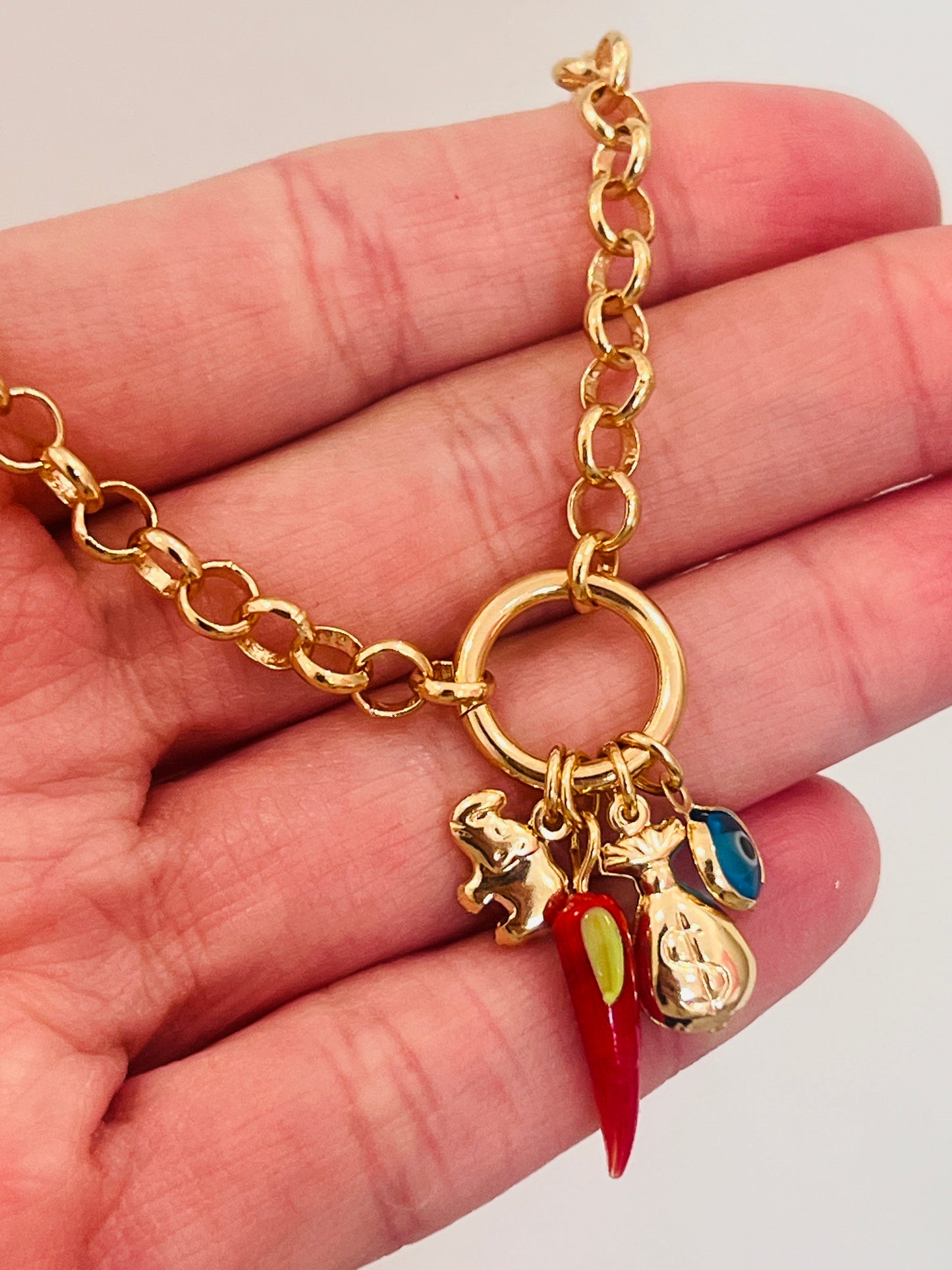 Gold Filled Charm Bracelet | Lucky Symbols Statement Piece