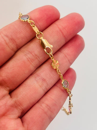 18KT Gold Filled Bracelets, Gold Filled Gemstone Bracelet | 5.5mm Width, Available in 7" or 7.5" by HAUS OF MONOGRAM