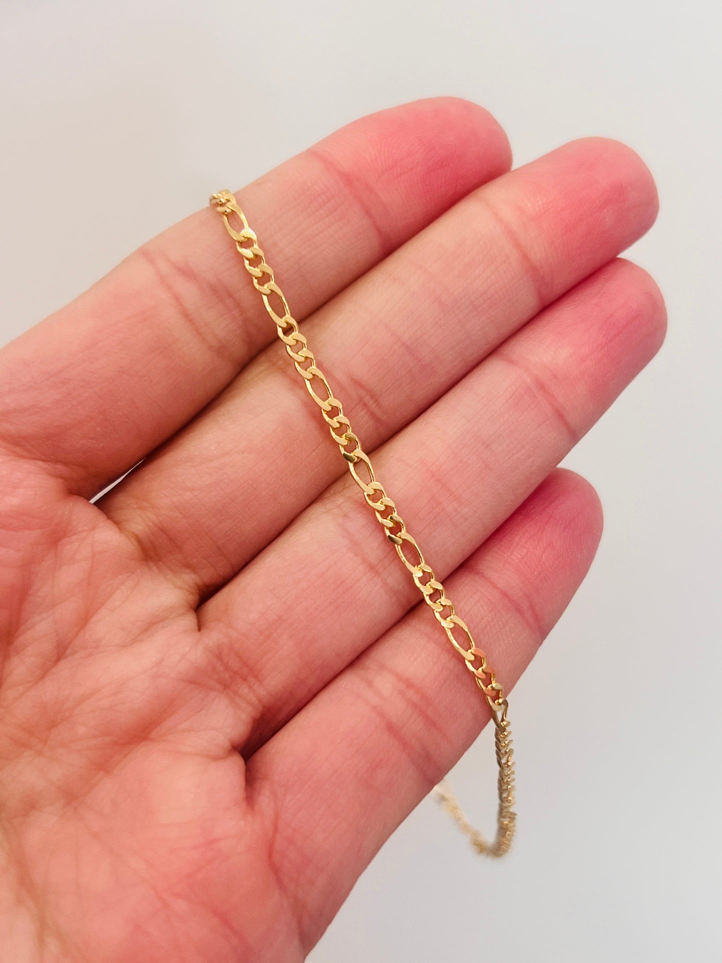 Gold Filled Figaro Bracelet | 2mm Dainty Chain | Waterproof