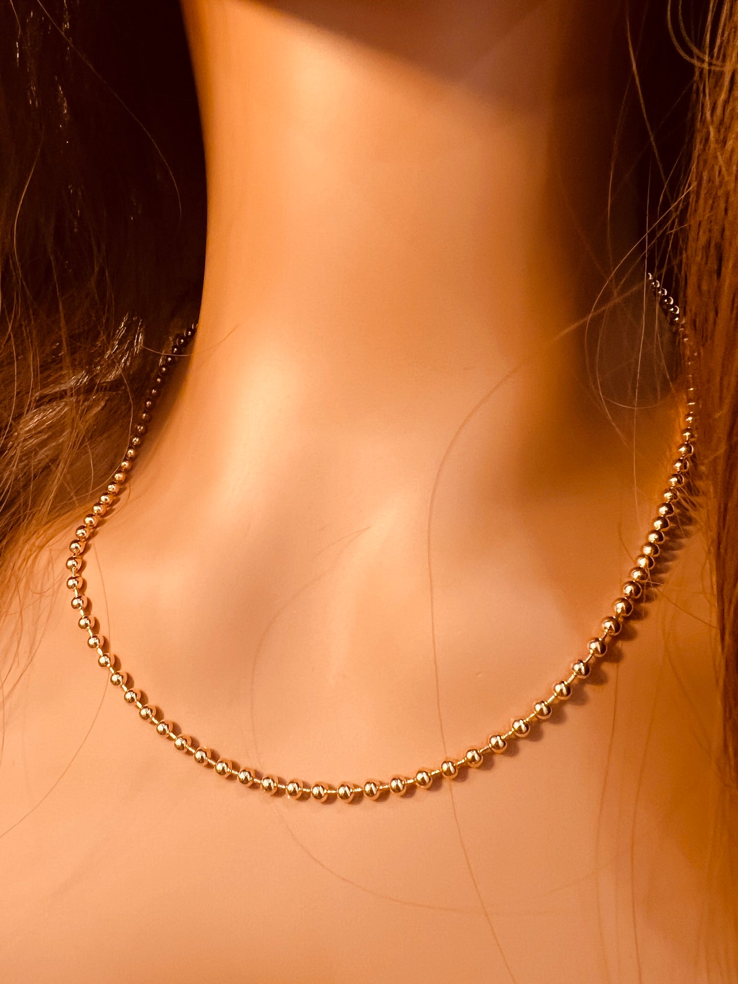 Gold Filled Ball Chain Necklace | 3mm Beaded | Waterproof
