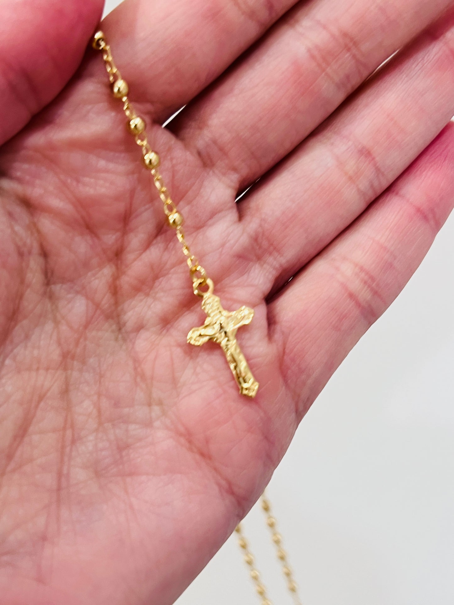 Gold Filled Rosary Necklace | Guadalupe Medal | 18" Chain