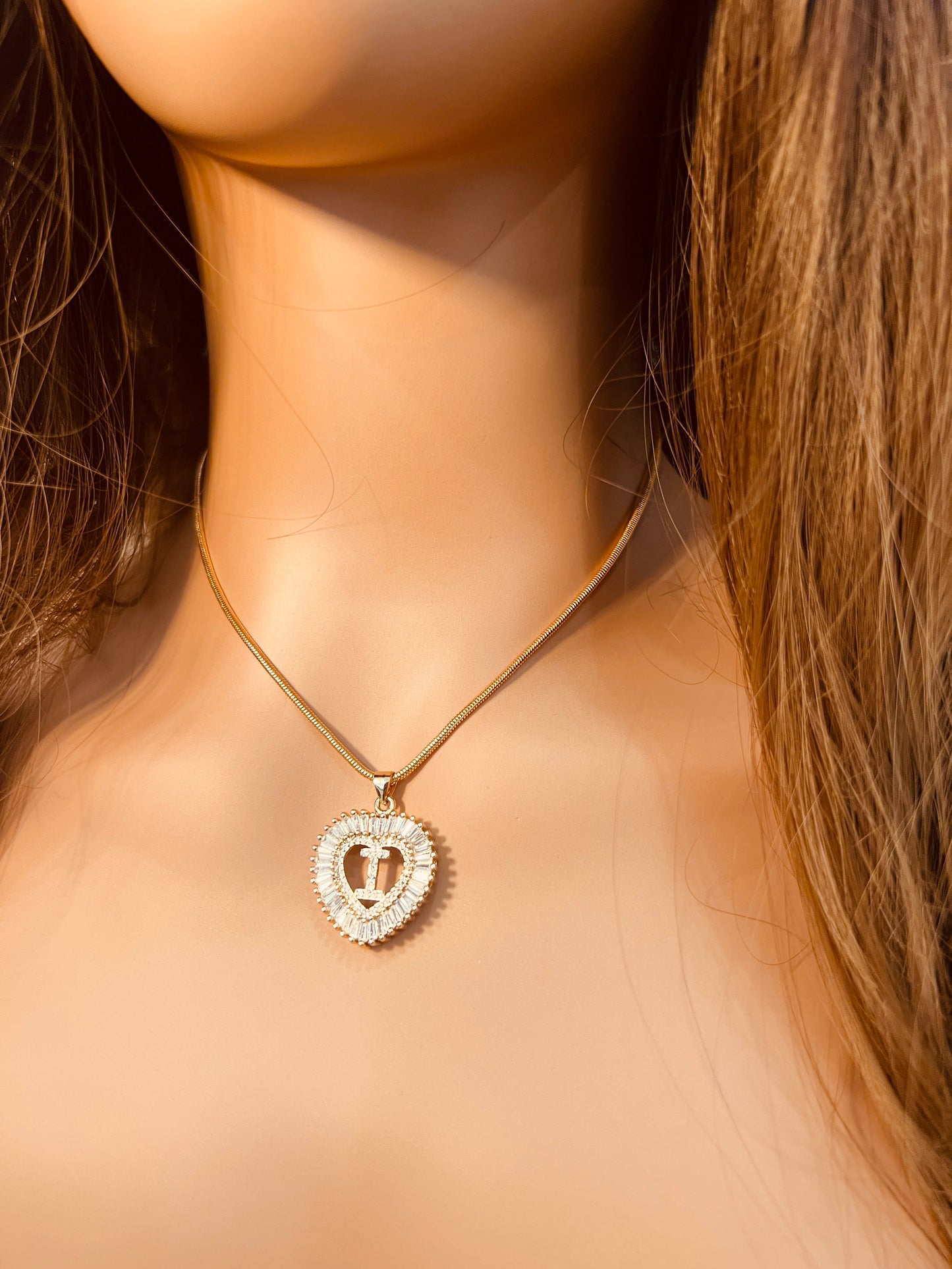Gold Filled CZ Heart Initial Pendant Necklace | Dainty & Personalized