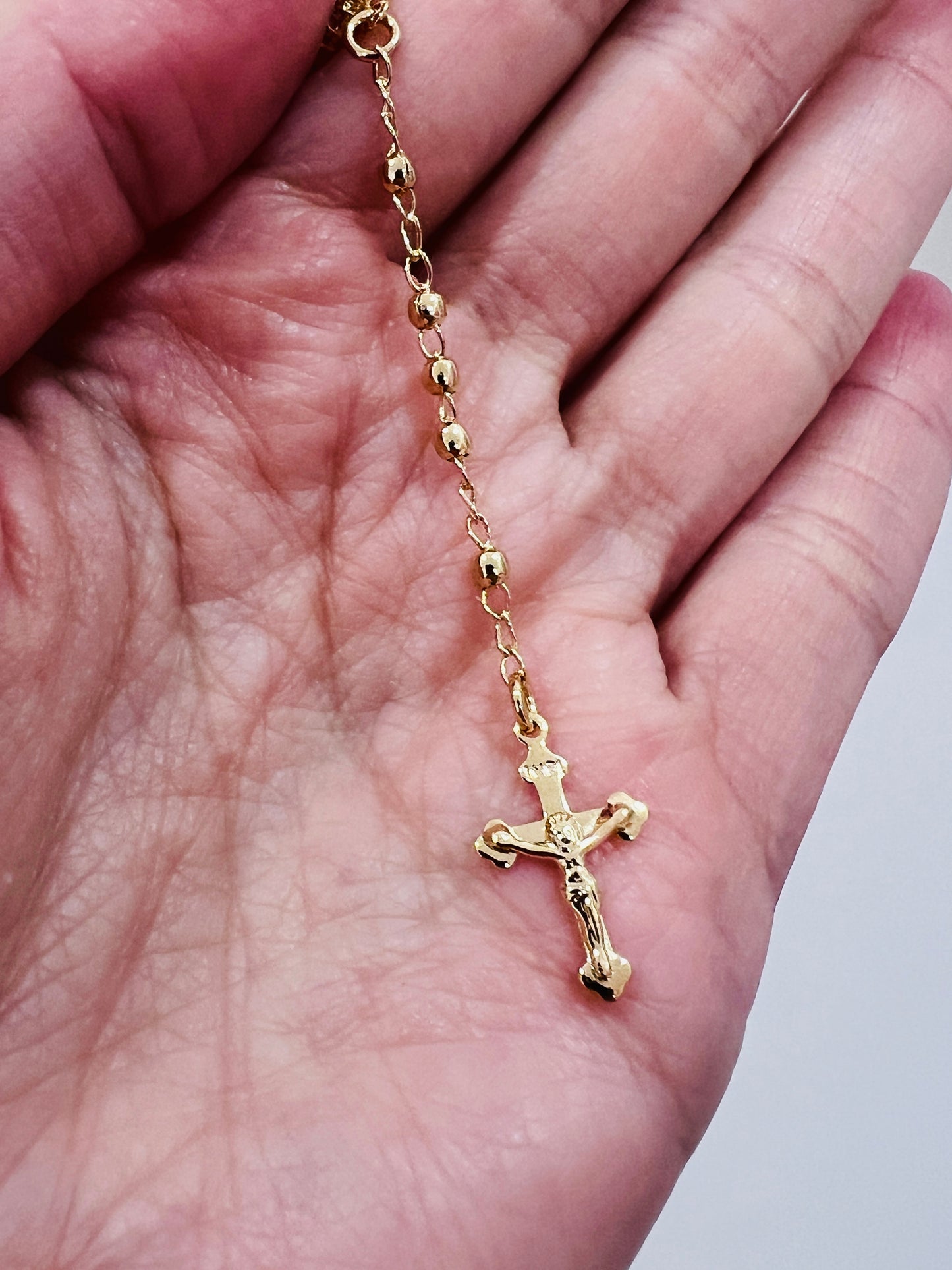 Gold Filled CZ Virgin Mary Rosary Necklace | 18" Our Lady of Guadalupe Chain
