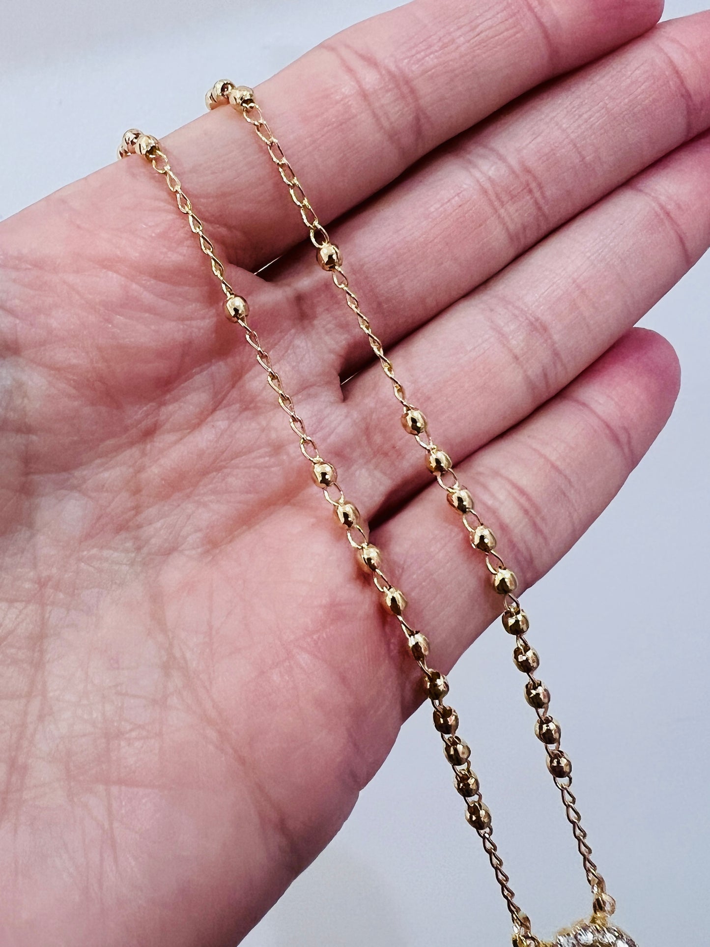 Gold Filled CZ Virgin Mary Rosary Necklace | 18" Our Lady of Guadalupe Chain