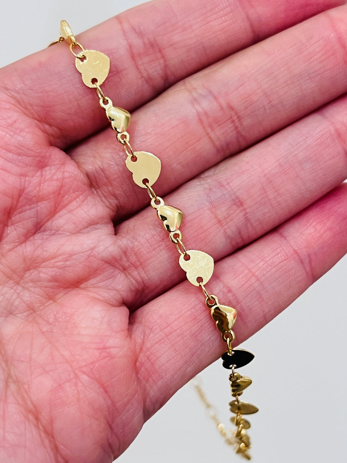 Gold Filled 6mm Heart Anklet | Adjustable Shine Accent