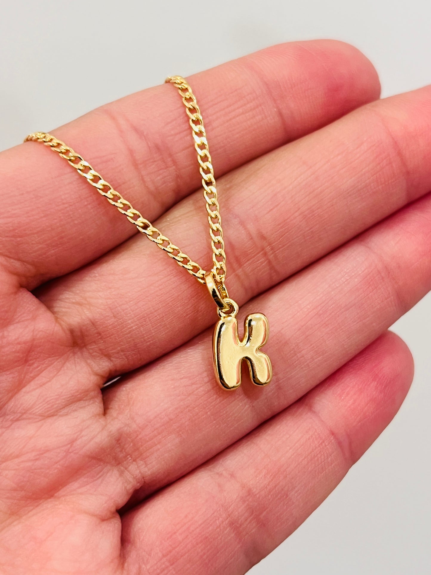 Gold Filled Bubble Initial Necklace