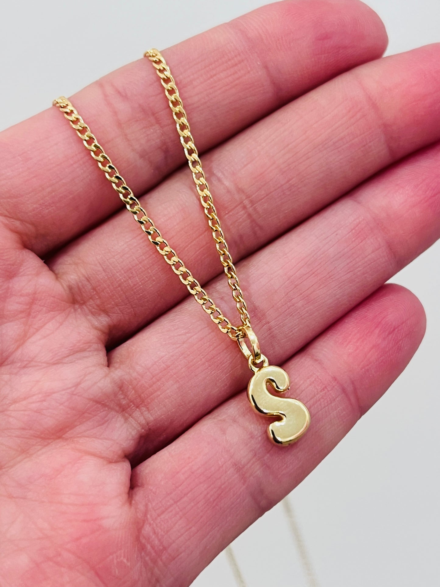Gold Filled Bubble Initial Necklace