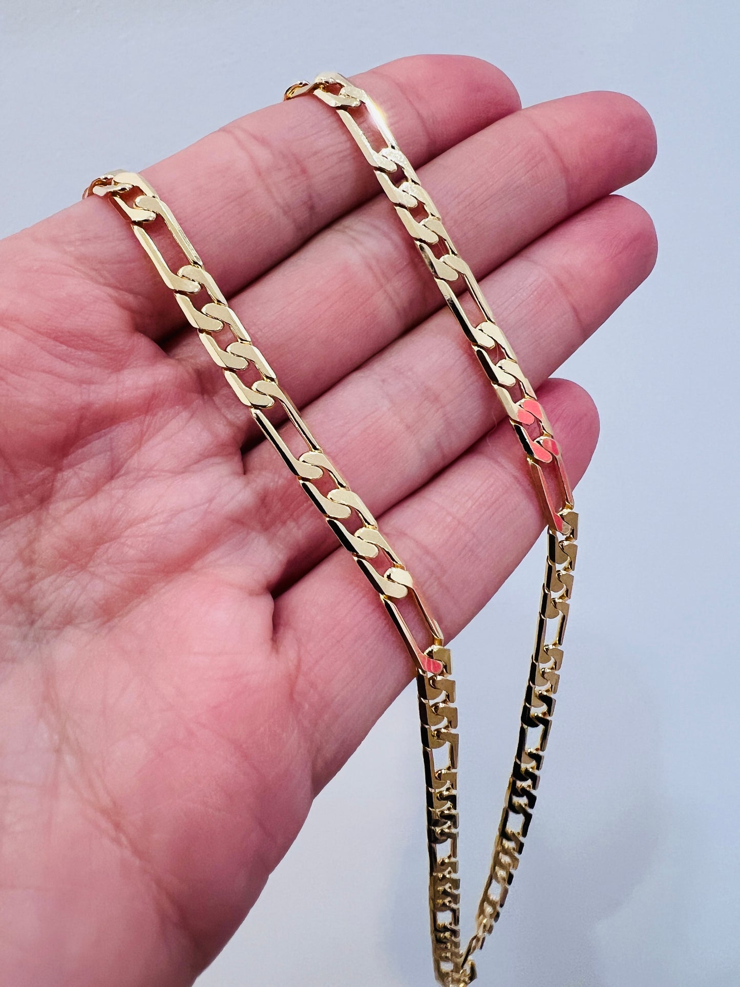 Gold Filled 4mm Flat Figaro Chain | 18K Gold-Filled – 18" to 24" Unisex Necklace