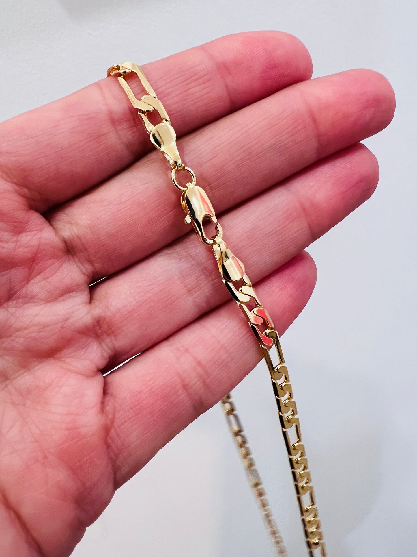 Gold Filled 4mm Flat Figaro Chain | 18K Gold-Filled – 18" to 24" Unisex Necklace