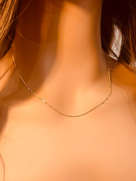 Gold Filled 0.5mm Twisted Curb Chain Necklace | Dainty 18K Gold-Filled Necklace – 16" to 30"