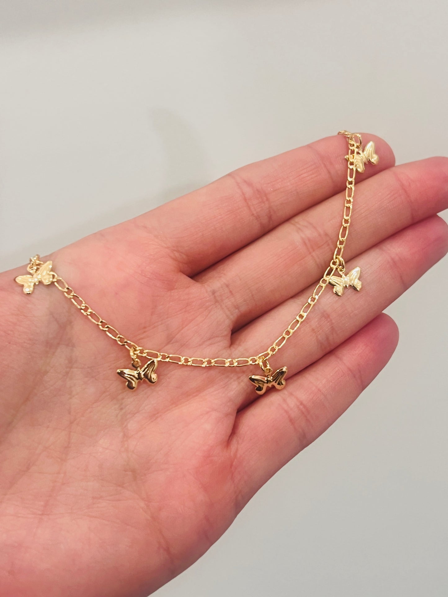 Gold Filled Butterfly Anklet | Dainty 18K Gold Ankle Bracelet