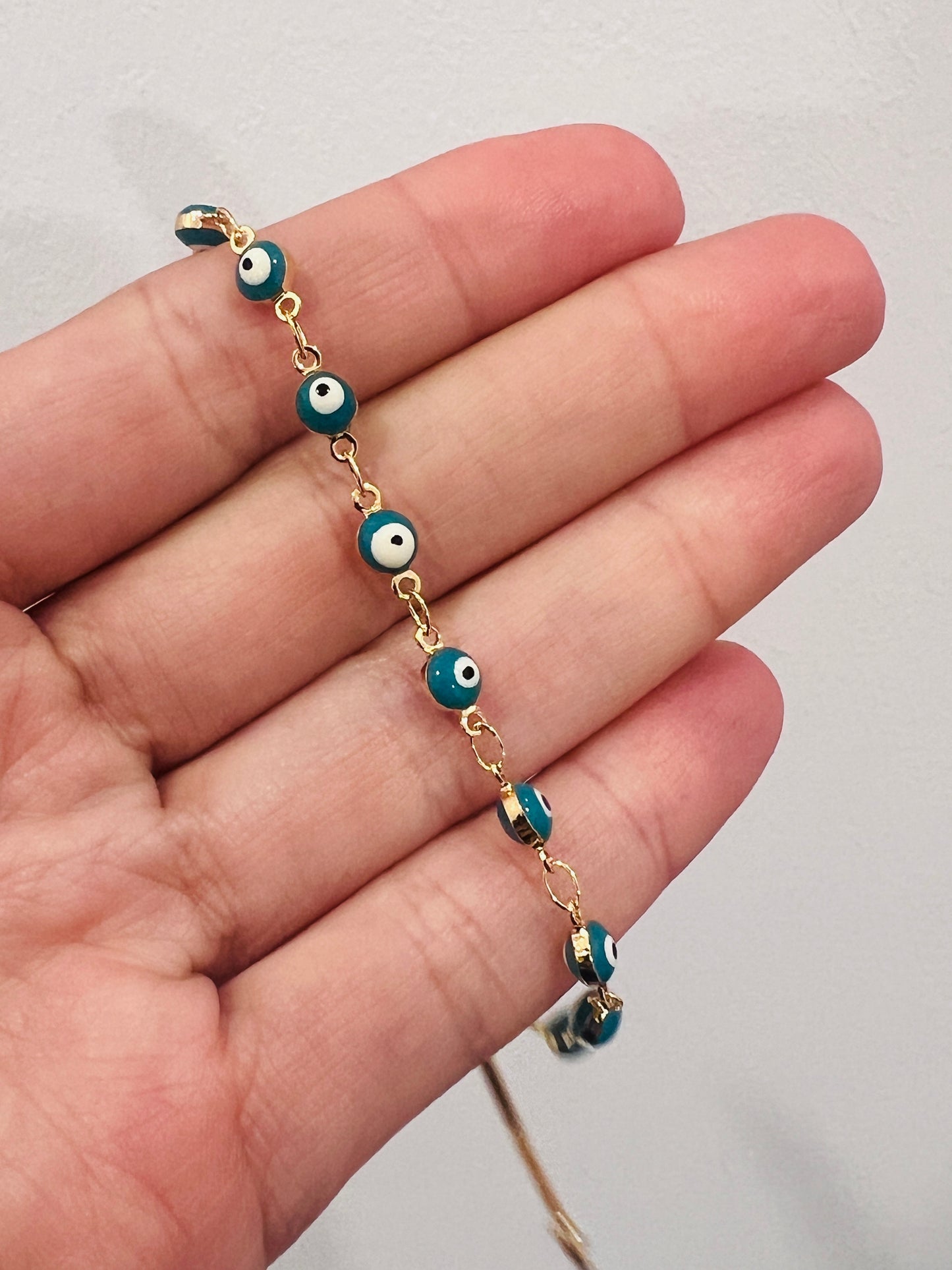Gold Filled Evil Eye Anklet | Adjustable Protection Charm Jewelry