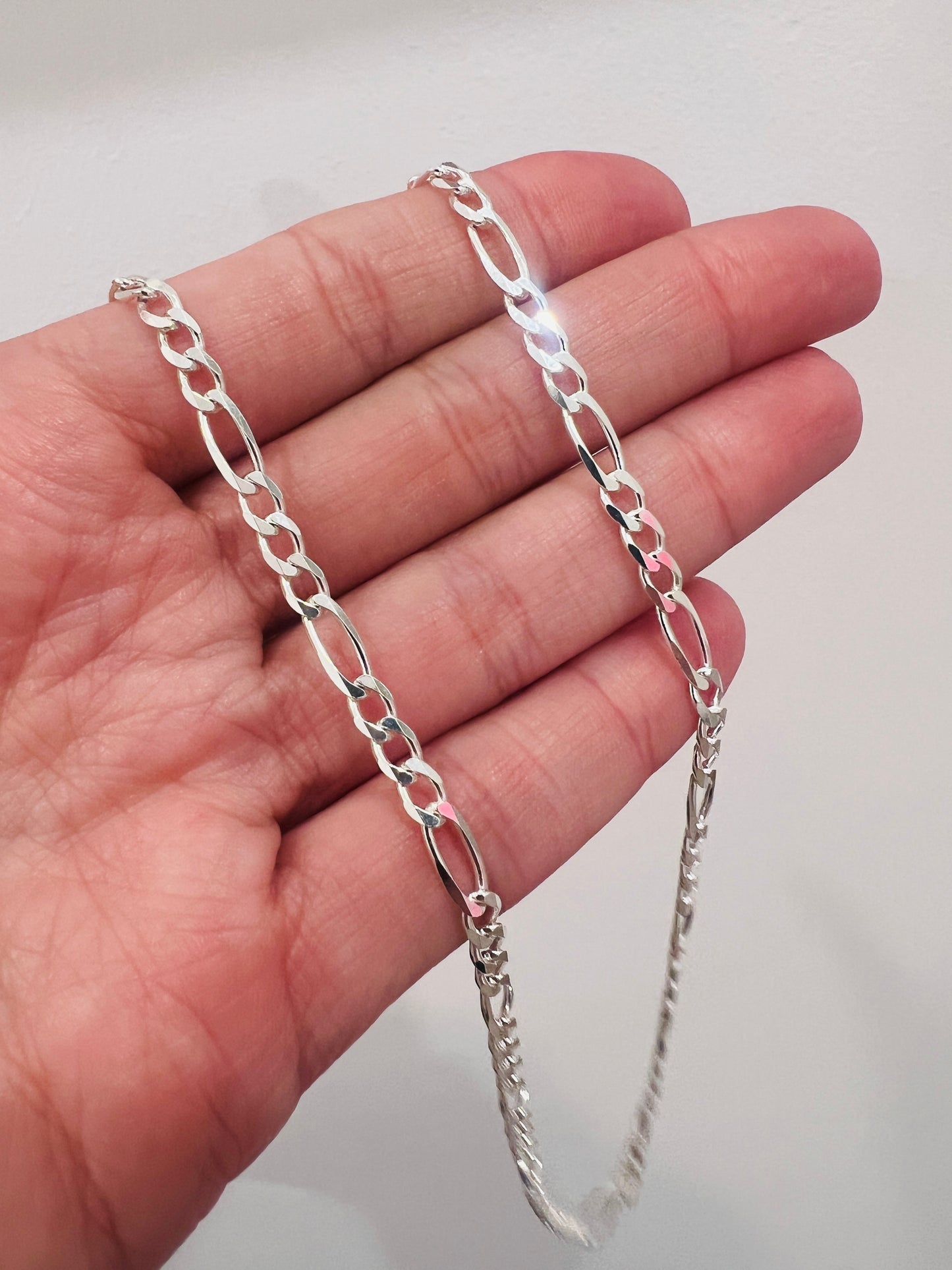Sterling Silver Figaro Necklace | 4.5mm .925 Chain in 14"–24" Lengths