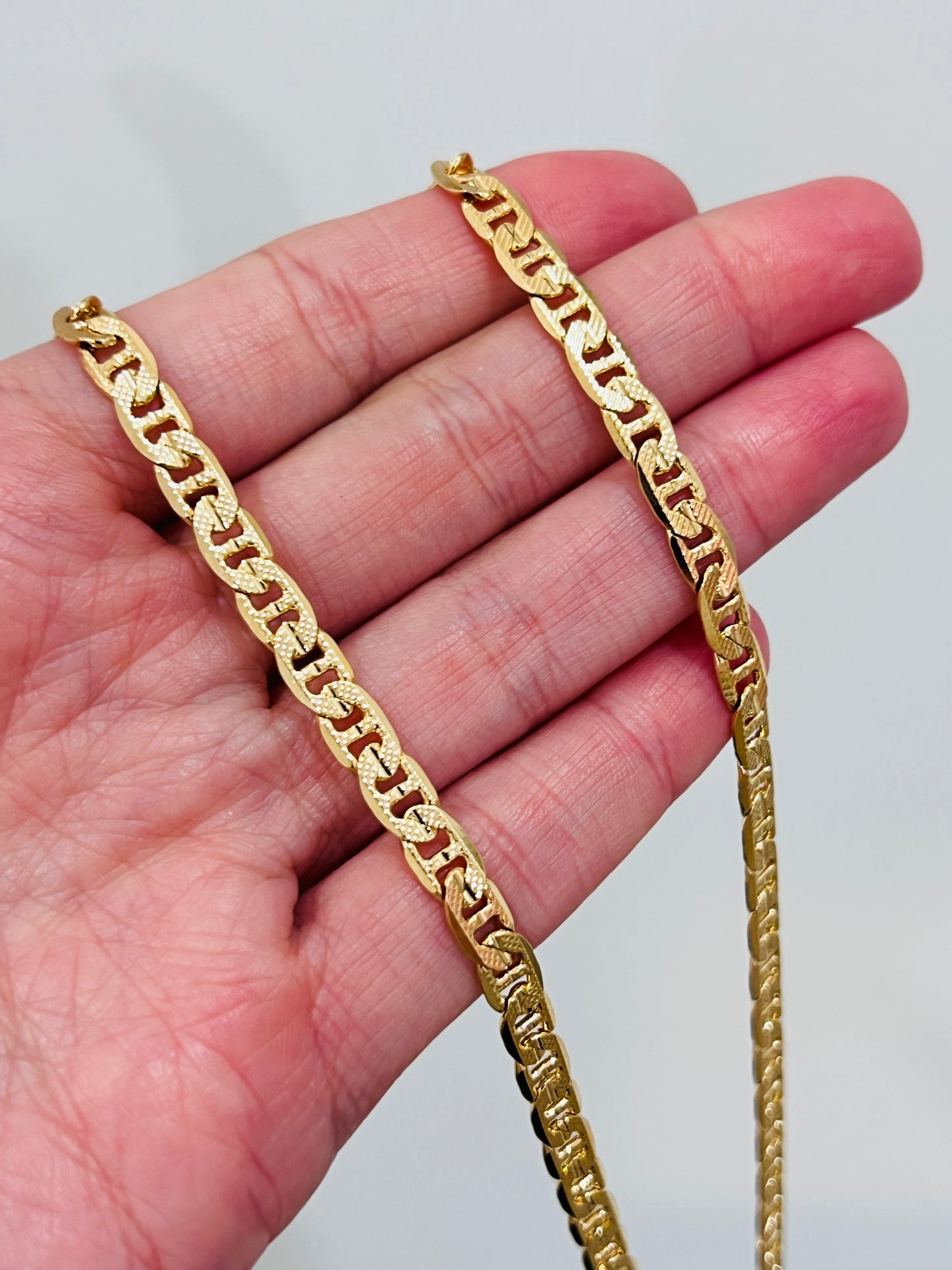 Gold Filled Beveled Mariner Chain | 4.5mm 18kt Gold Link Necklace in 20"–28" Lengths