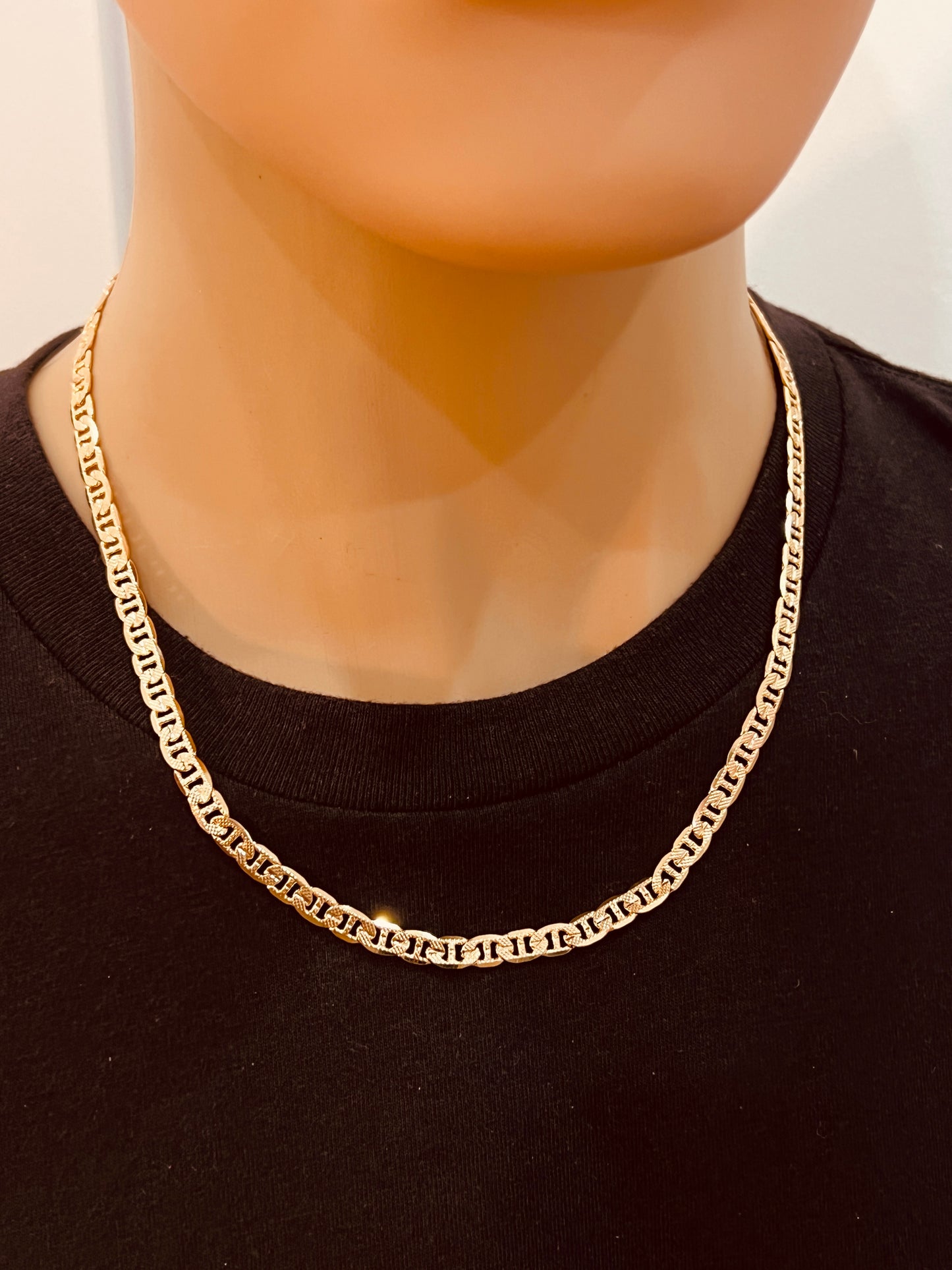 Gold Filled Beveled Mariner Chain | 4.5mm 18kt Gold Link Necklace in 20"–28" Lengths