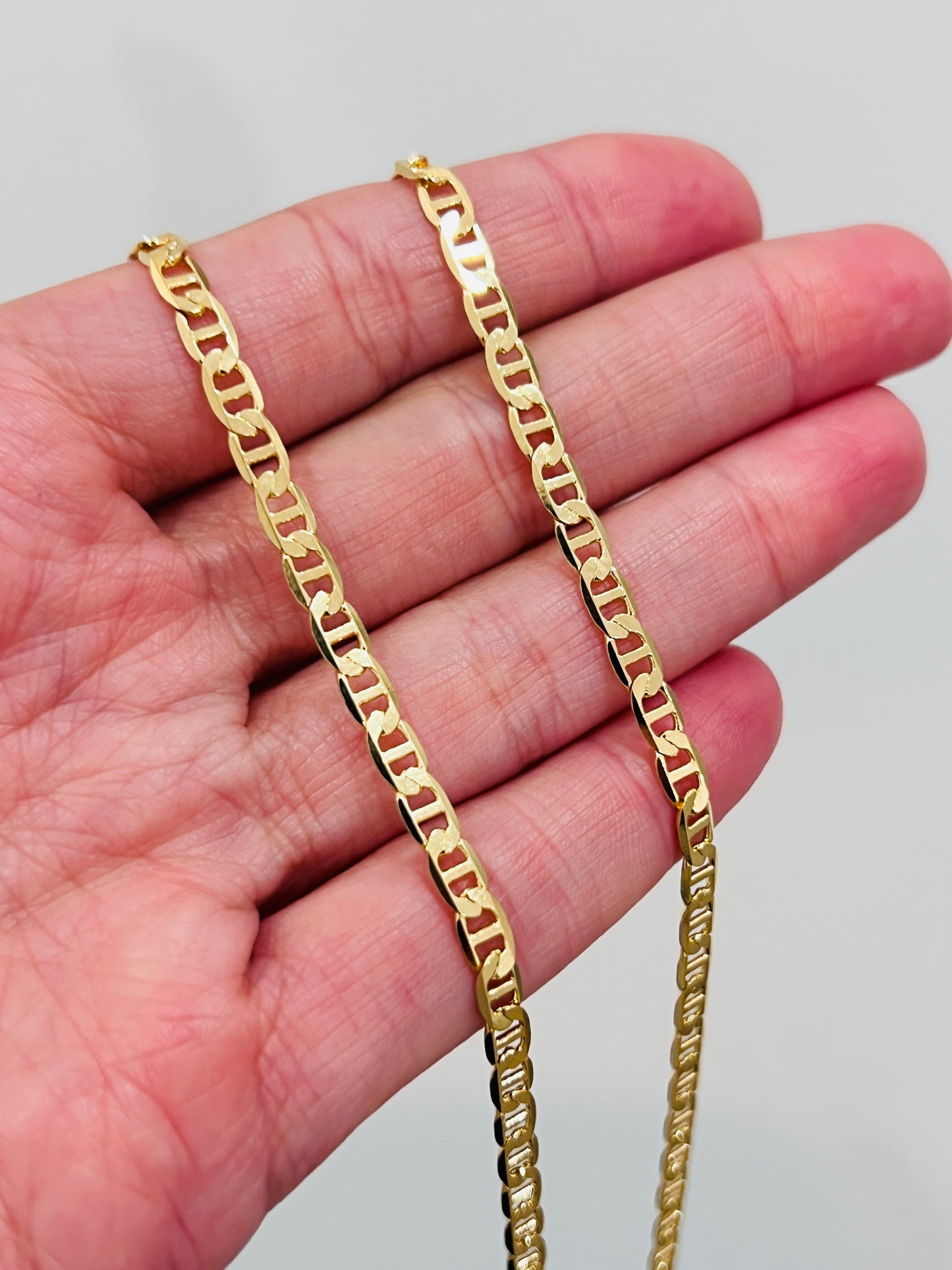 Gold Filled Mariner Chain Necklace | 3mm Unisex 18kt Gold Jewelry in Multiple Lengths
